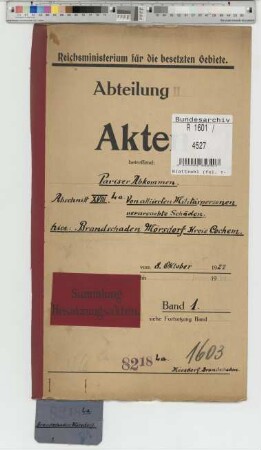 Pariser Abkommen. Abschnitt XVIII L. a. Brandschaden Mörsdorf, Kreis Cochem