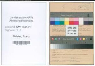 Entnazifizierung Franz Balster , geb. 22.05.1898 (Postbeamter)