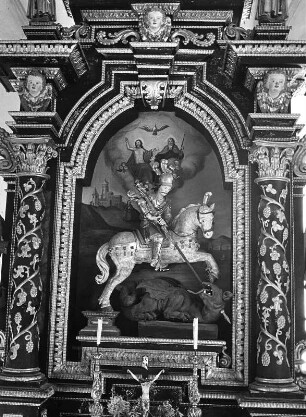 Hochaltar : Hochaltar (1601/1650). Heiliger Georg. Dölsach-Gödnach, Filialkirche Sankt Georg