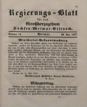 Nr. 14 : 30. Mai 1857