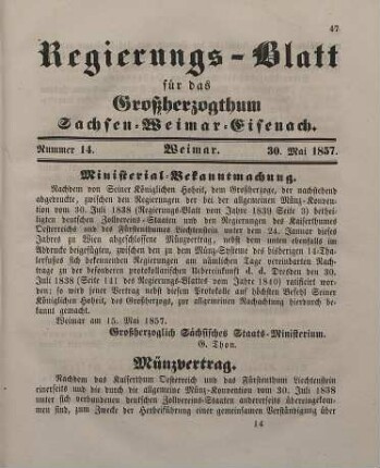 Nr. 14 : 30. Mai 1857