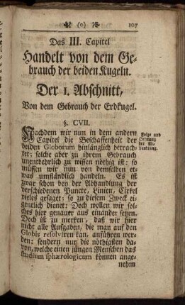 Der 1. Abschnitt, Von dem Gebrauch der Erdkugel.