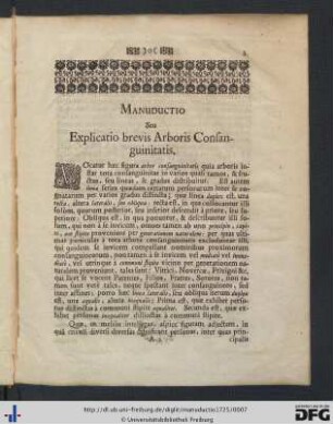 Manuductio seu Explicatio brevis Arboris Consanguinitatis.