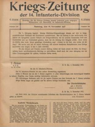 4.1917: Kriegszeitung der 14. Infanterie-Division