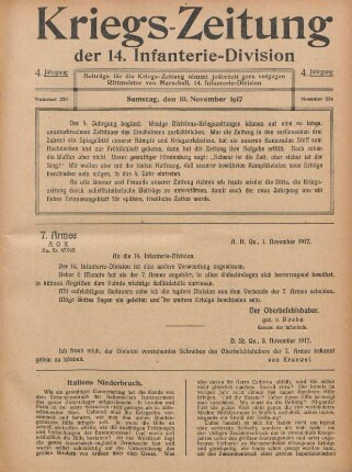 4.1917: Kriegszeitung der 14. Infanterie-Division