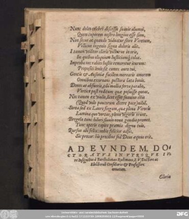 Ad Eundem, Doctoratus In Utroque Iure Insignibus a Bartholomaeo Radtmano, I. U. Doctore ac Electorali Consiliario & Professore ornatum.