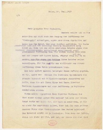 Brief an Ignaz Waghalter : 26.06.1919