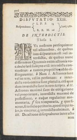 Disputatio XXIII. ... De Interdictis.