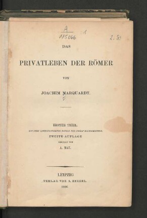 Bd. 7, T. 1: Handbuch der römischen Alterthümer