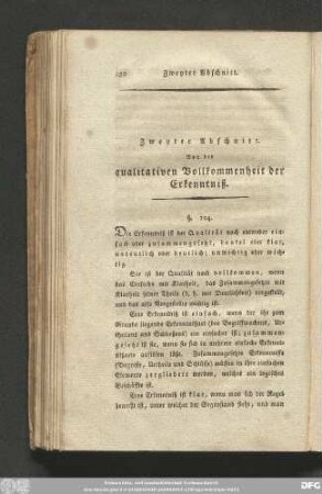 Zweyter Abschnitt. Von der qualitativen Vollkommenheit der Erkenntniß.