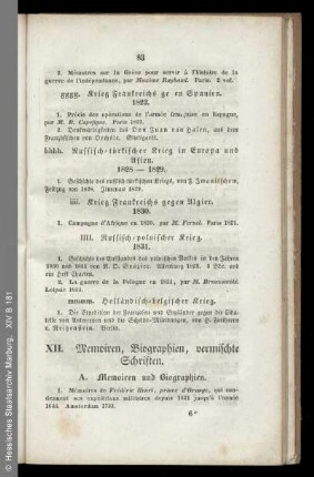 Memoiren, Biographien, vermischte Schriften