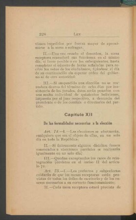 Capítulo XII - De las formalidades necesarias a la elección.