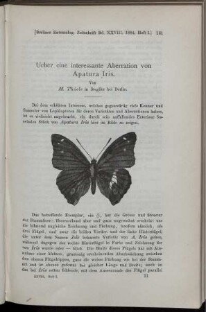 Ueber eine interessante Aberration von Apatura Iris.