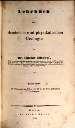 Lehrbuch der chemischen und physikalischen Geologie. 1
