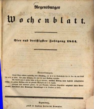 Regensburger Wochenblatt. 34. 1844