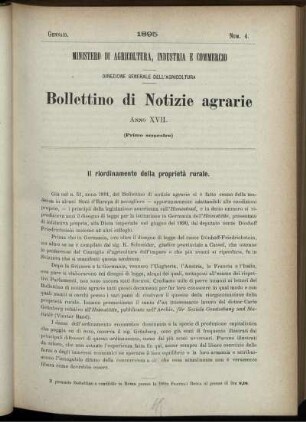 Il riordinamento della proprietà rurale.