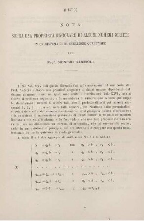 Nota sopra una proprietà singolare di alcuni numeri scritti in un sistema di numerazione qualunque.