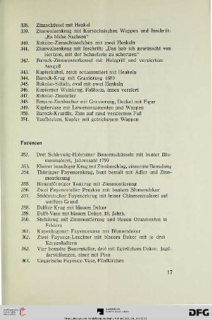 Fayencen (Nr. 352-388)