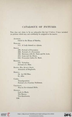 Catalogue of Pictures