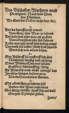 Von Bischoffen/ Pfarherrn unnd Predigern ...