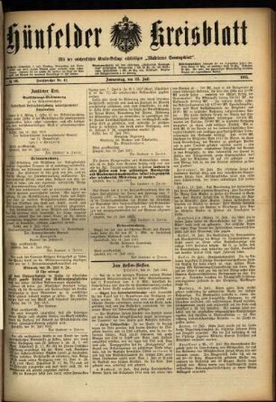 Ausgabe vom Donnerstag, den 22. Juli 1915.