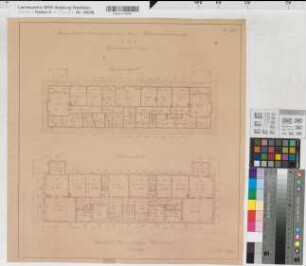 Münster (Münster) Vierfamilienhaus Wüllnerstraße Grundrisse Dach- und Obergeschoß 1930 1 : 100 49,5 x 46,5 Pause Westfälische Heimstätte Wohnungsgesellschaft Münsterland