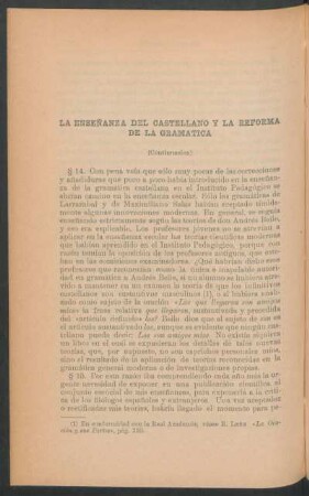 La enseñanza del castellano y la reforma de la gramática - (Continuación)