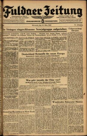 Ausgabe vom Mittwoch, den 14. März 1945.