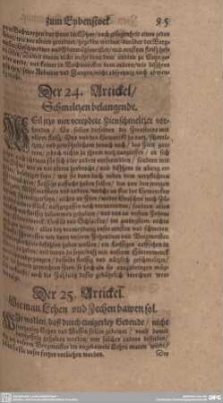 Der 24. Artickel. Schmeltzen belangende.