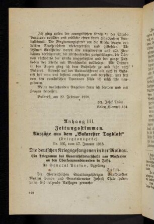 142 Anhang III.: Zeitungsstimmen.