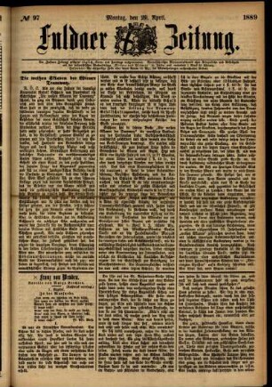 Ausgabe vom Montag, den 29. April 1889.