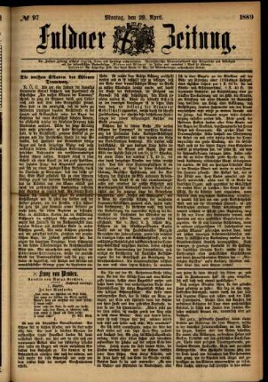 Ausgabe vom Montag, den 29. April 1889.