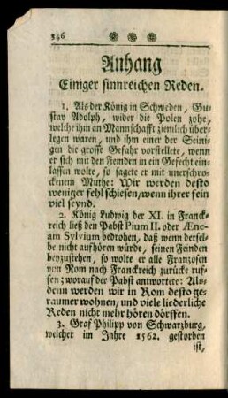 Anhang Einiger sinnreichen Reden.