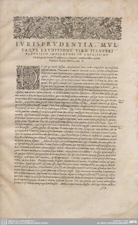 IURISPRUDENTIA, MULTAQUE ERUDITIONE VIRO ILLUSTRI FRANCISCO IMPERATORI IN AMPLISSIMO...