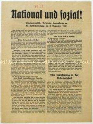 Flugblatt der Deutschnationalen Volkspartei zur preußischen Landtagswahl 1932 mit einer Rede von Alfred Hugenberg vom 2. Dezember 1931