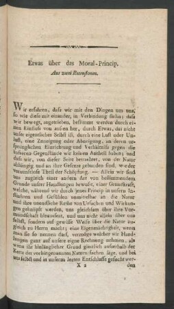 Etwas über das Moral-Princip. Aus zwei Recensionen