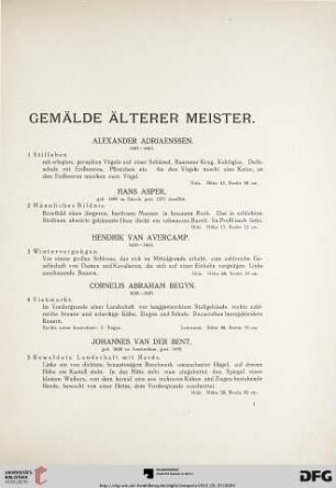 Gemälde älterer Meister (Nr. 1-85)