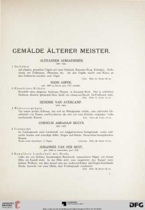 Gemälde älterer Meister (Nr. 1-85)