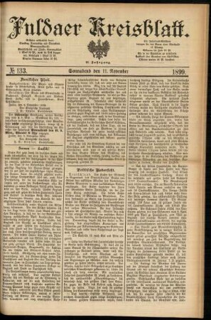 Erste Ausgabe vom Samstag, den 11. November 1899.