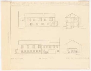Rittberg Krankenhaus, Berlin-Lichterfelde Um- und Neubau: Operationshaus: Ansichten, Schnitt 1:100