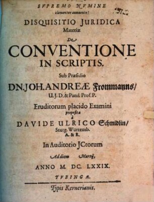 Disquisitio iuridica materiae de conventione in scriptis