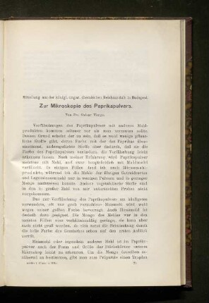 Zur Mikroskopie des Papierkapulvers.