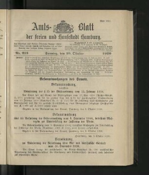 No. 213, 10. Oktober 1920