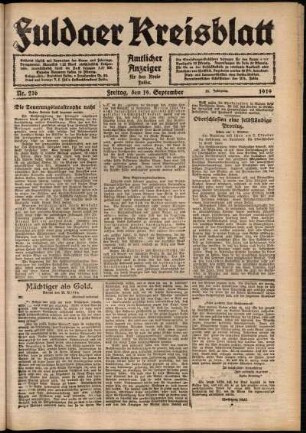Ausgabe vom Freitag, den 19. September 1919.