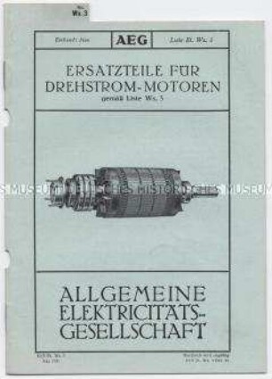 Ersatzteile für Drehstrom-Motoren (O) (Liste Et. Ws.3)