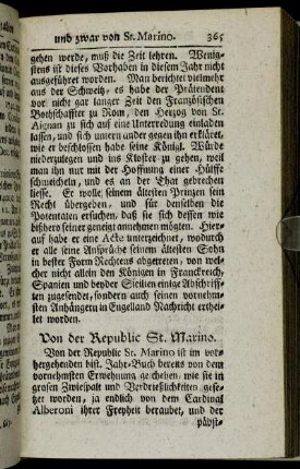 Von der Republic St. Marino. - Das Groß-Herzogthum Florentz.