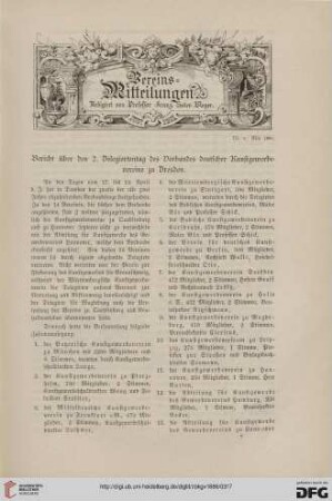 Vereinsmitteilungen Nr. 8 (Mai 1886)