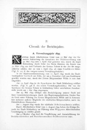 II. Chronik der Berichtsjahre