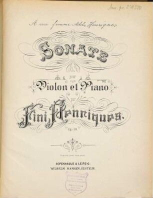 Sonate : pour violon et piano ; op. 10