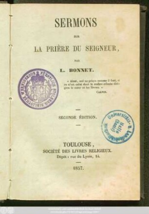 Sermons sur la prière du seigneur